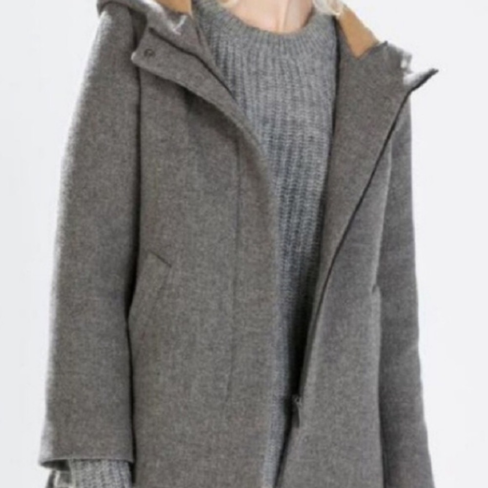 Zara grey wool hooded jacket